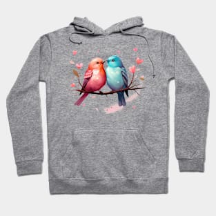 Valentine Kissing Passerine Bird Couple Hoodie